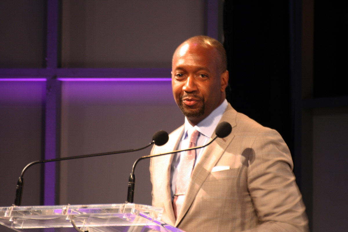 Jeff Friday, CEO and Founder of Film Life, speaking before A Conversation with Taraji P. Henson - New York Hilton Midtown