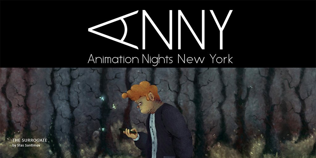 Animation Nights New York logo along with screen capture from The Surrogate.