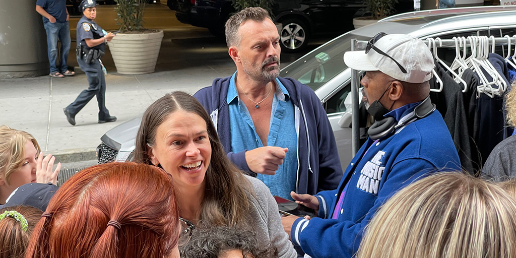 Sutton Foster at the Music Man table during Broadway Flea Market