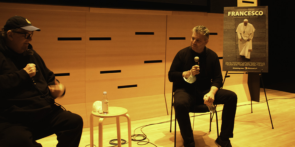 Michael Moore with Director Avgeny Afineevsky - Screening of Francesco - Lincoln Center - November 15, 2021