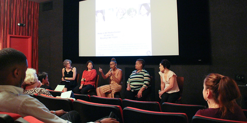 L-R: Alexandra Juhasz, S. Casper Wong, Taylor K. Shaw, Ann Bennett, and Christine Bruno. Made in New York Media Center by IFP on July 22, 2019