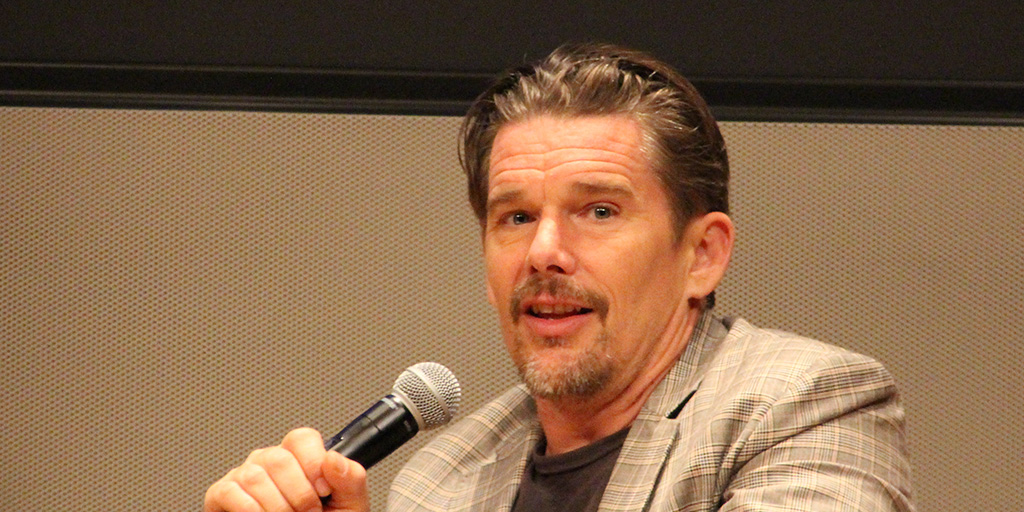 Ethan Hawke at the New York Public Library on the evening of August 23, 2018 promoting Blaze.