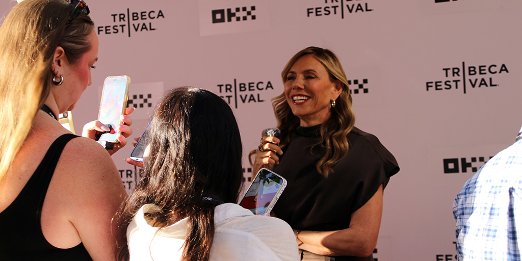 Amy Harris (Writer/Showrunner) enjoying a laugh while interviewing