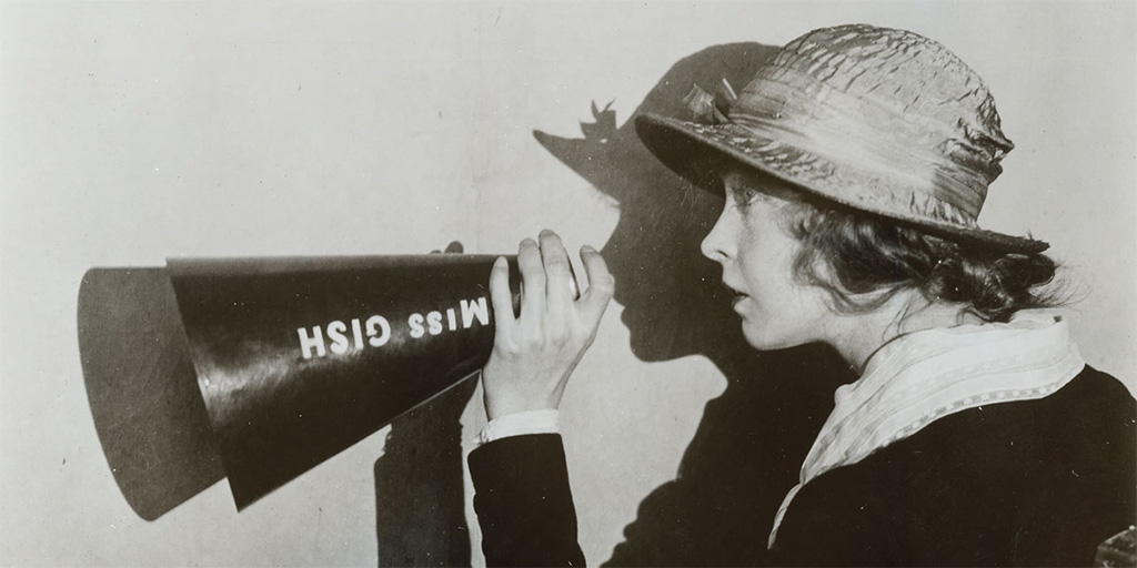 Publicity photo of Lillian Gish directing the silent motion picture Remodeling Her Husband, 1920, Billy Rose Theatre Division.