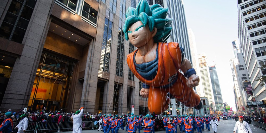 Goku (from Dragon Ball Z) balloon at the Macy's Thanksgiving Day Parade