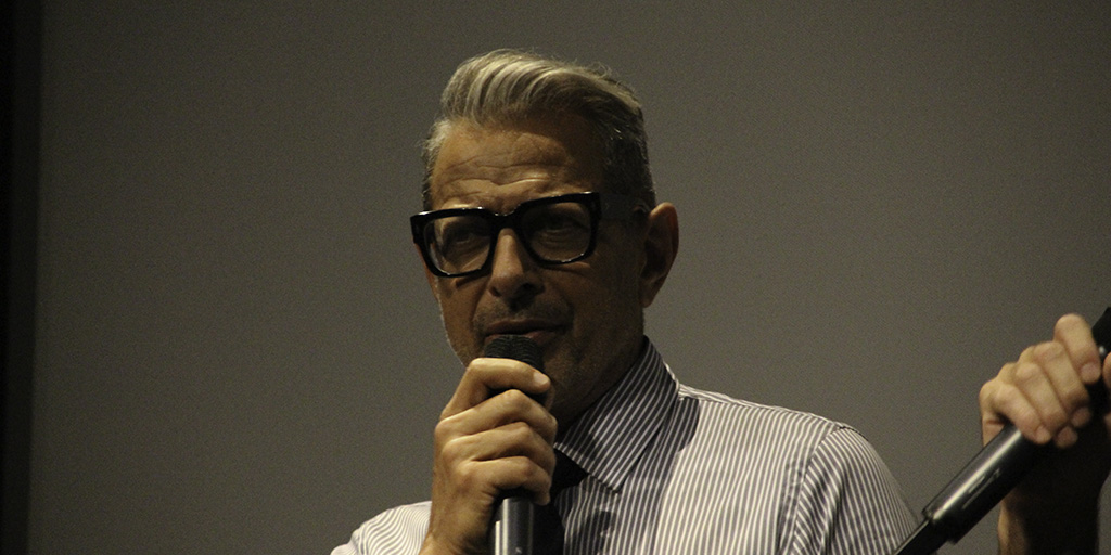 Jeff Goldblum speaking at a Q&A following a screening of The Mountain at IFC Center on July 26, 2019.