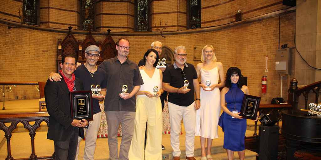 Award winners along with hosts Daniel Jordano (far left) and Toni Vitale (far right)