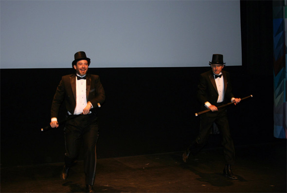 Mike Free and Adam Bagy performing during the Sparrow Film Project 12 Gala