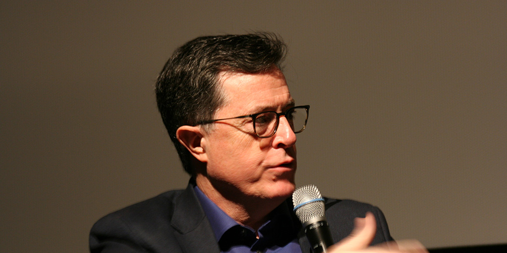 Stephen Colbert, host of the 69th Emmy Awards, is pictured here at a Q&amp;A following a screening of Joe's Violin at the SVA Theater on February 10, 2017.