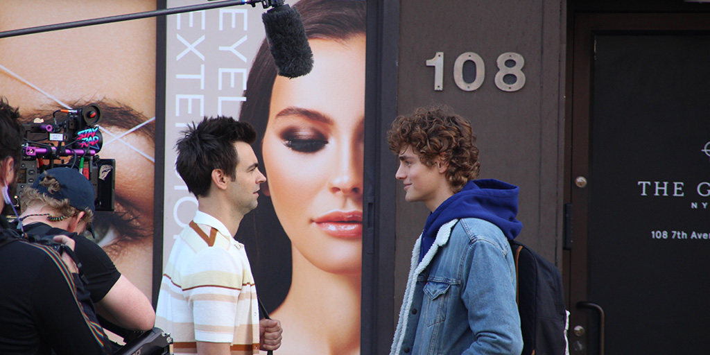 Drew Tarver (left) acting in a scene of The Other Two