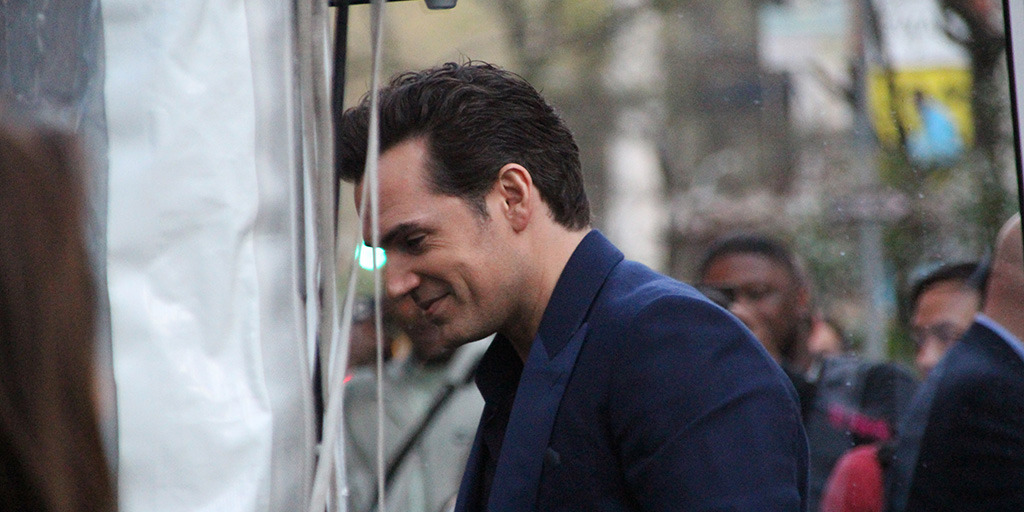 Henry Cavill entering the red carpet tent