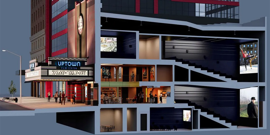 Cross section of a rendering of the proposed Uptown Film Center