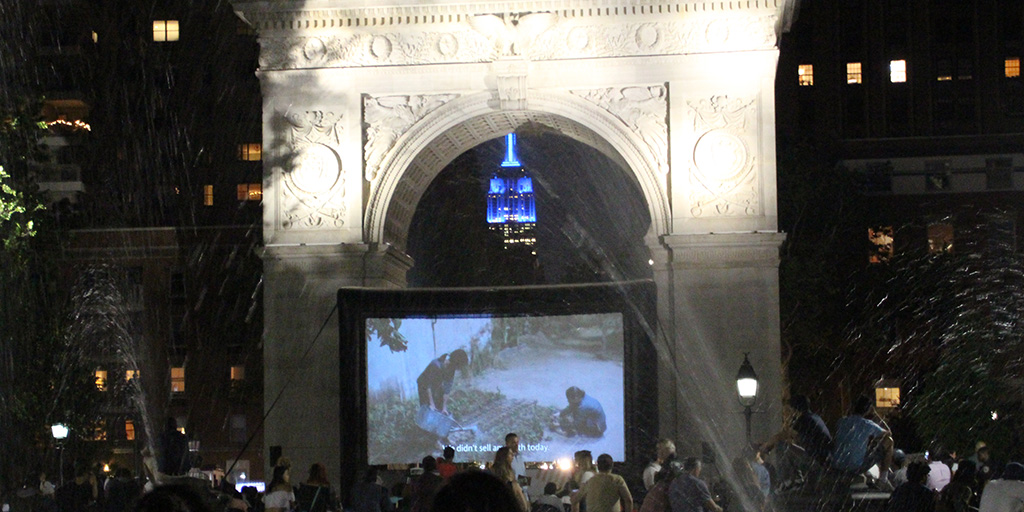 Night screening at Washington Square Park