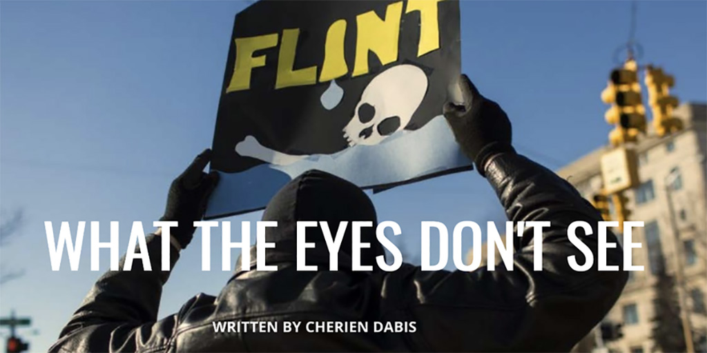 Protester holding a sign in Flint